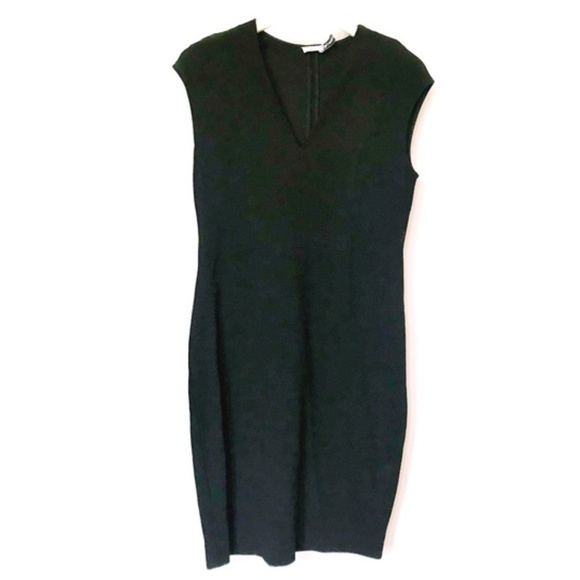 Vince Dress Ponte V-Neck Bib Sheath Dress black size 10 - Picture 1 of 6